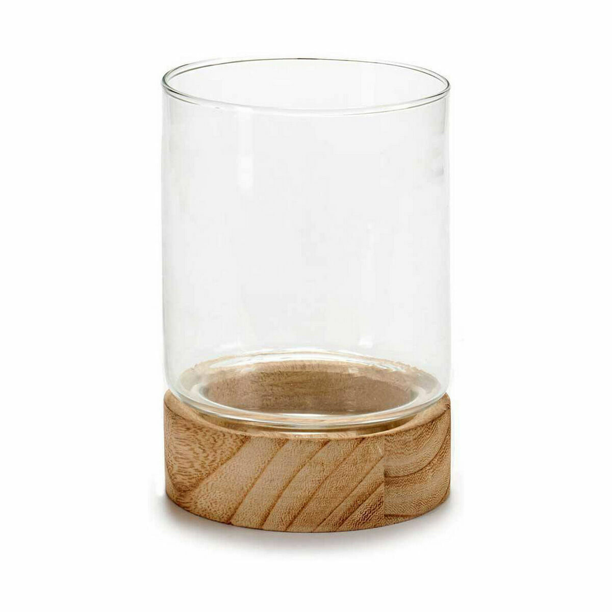 Ljusstakar Brun Transparent Trä Glas 11,5 x 16 x 11,5 cm (12 antal) - 2