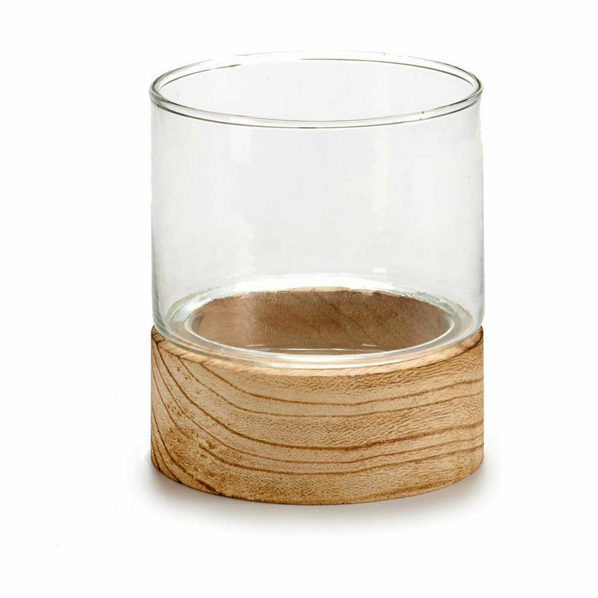 Ljusstakar Brun Transparent Trä Glas 10 x 11,1 x 10 cm (18 antal) - 2