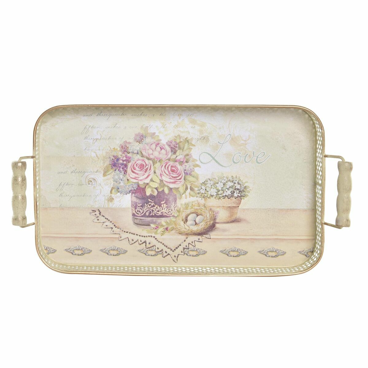 Uppsättning med Brickor DKD Home Decor 40 x 21 x 8 cm Rosa Metall 8 cm 3 Delar Shabby Chic - 2