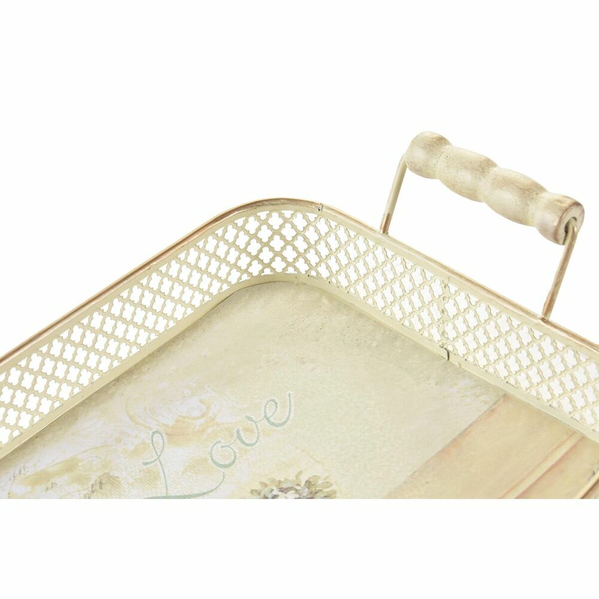 Uppsättning med Brickor DKD Home Decor 40 x 21 x 8 cm Rosa Metall 8 cm 3 Delar Shabby Chic - 3