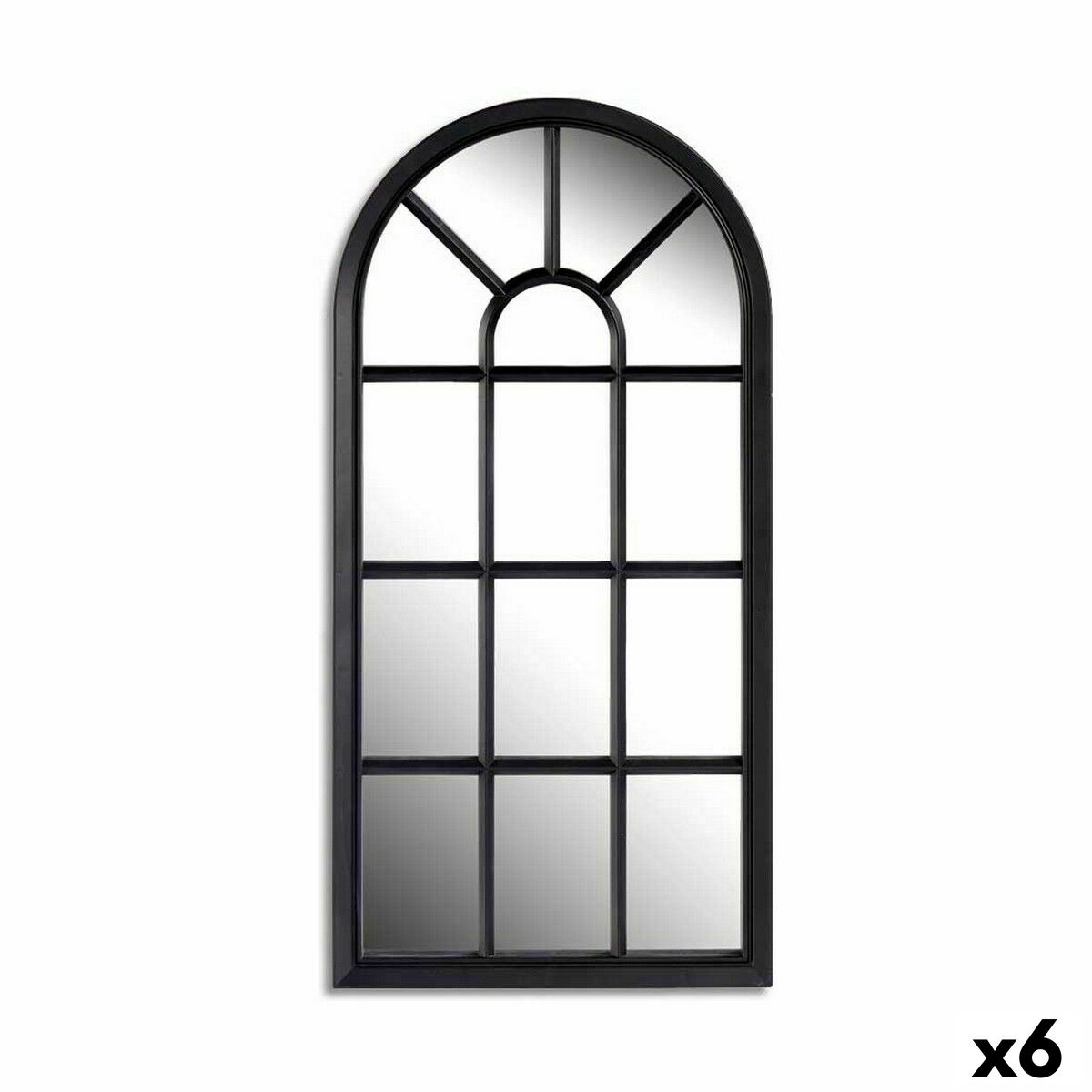 Väggspegel Fönster Svart Glas Plast 34,5 x 2,5 x 69,5 cm (6 antal)