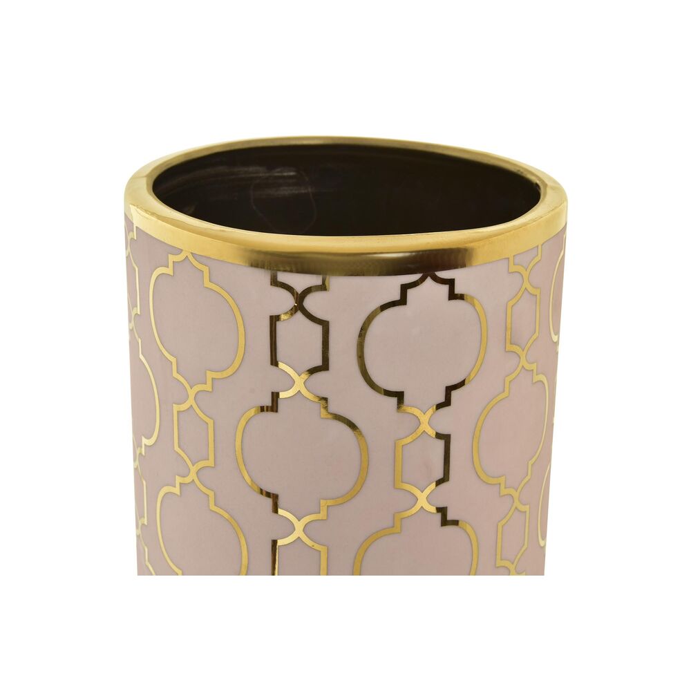 Vas DKD Home Decor 13,5 x 13,5 x 36 cm Porslin Rosa Gyllene Orientalisk Kromad - 3
