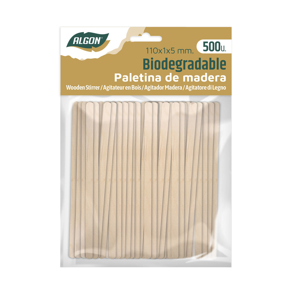 Sats med kafferörare Algon 110 x 1 x 5 mm Trä 500 antal