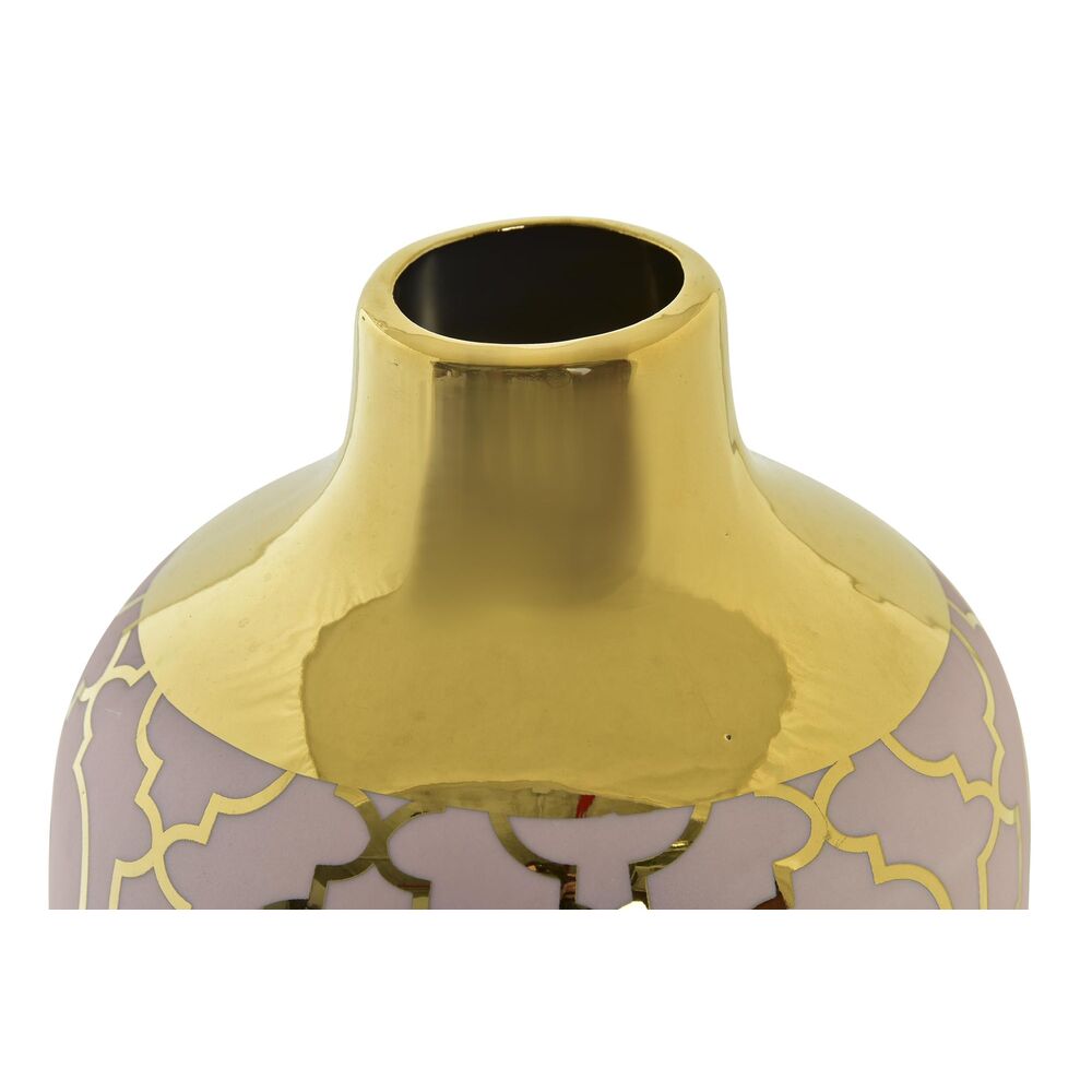 Vas DKD Home Decor 13 x 13 x 26 cm Porslin Rosa Gyllene Orientalisk Kromad - 3