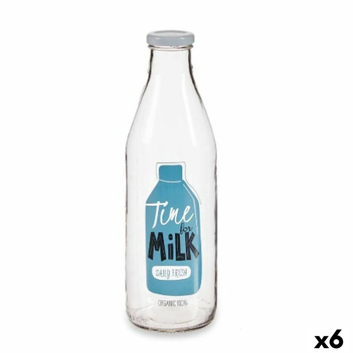 Glasflaska Transparent Metall Glas 1 L (6 antal)