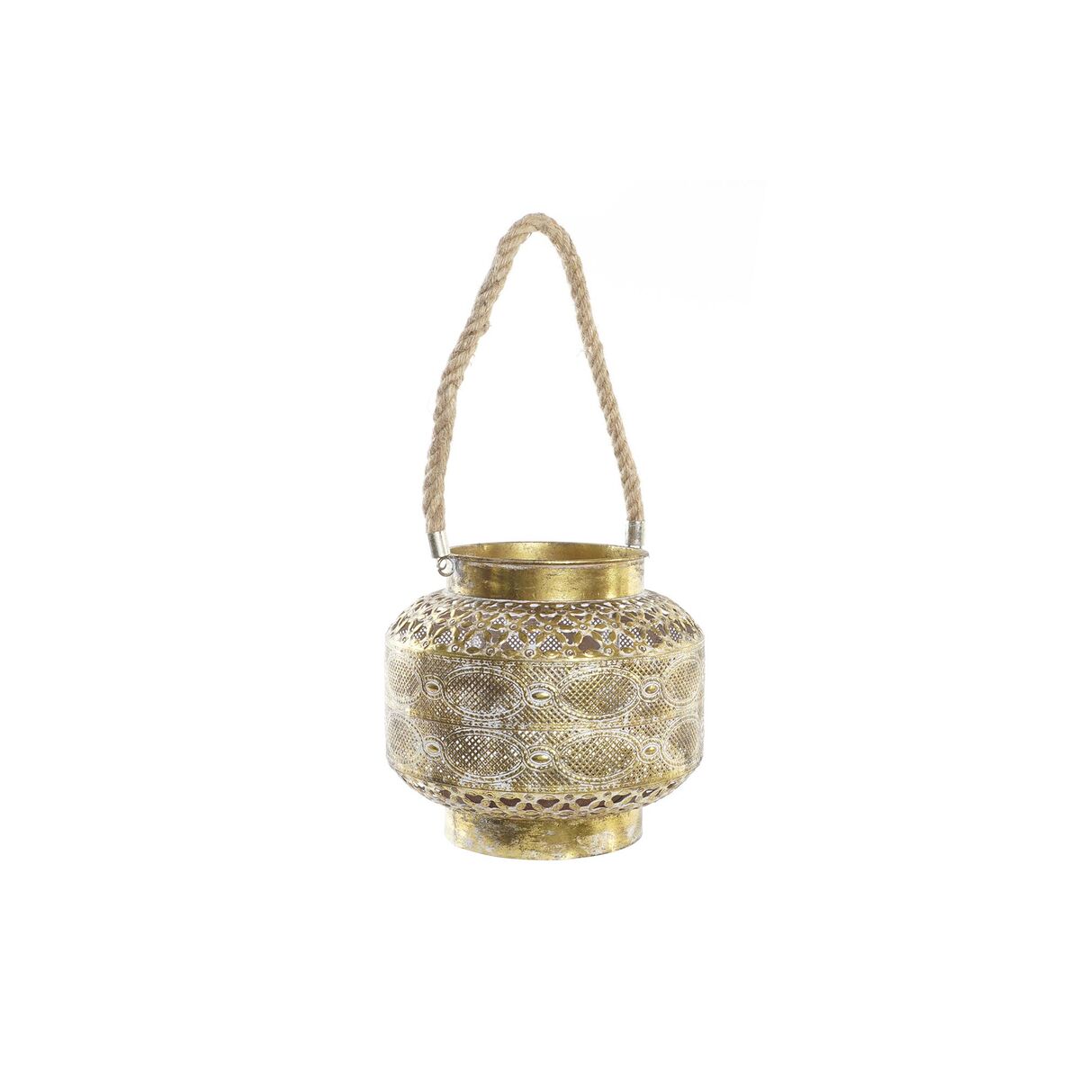 Lykta DKD Home Decor 26,5 x 26,5 x 22 cm Antikbehandlad Glas Gyllene Metall Arab - 4