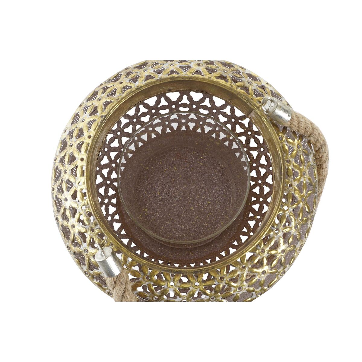 Lykta DKD Home Decor 26,5 x 26,5 x 22 cm Antikbehandlad Glas Gyllene Metall Arab - 5