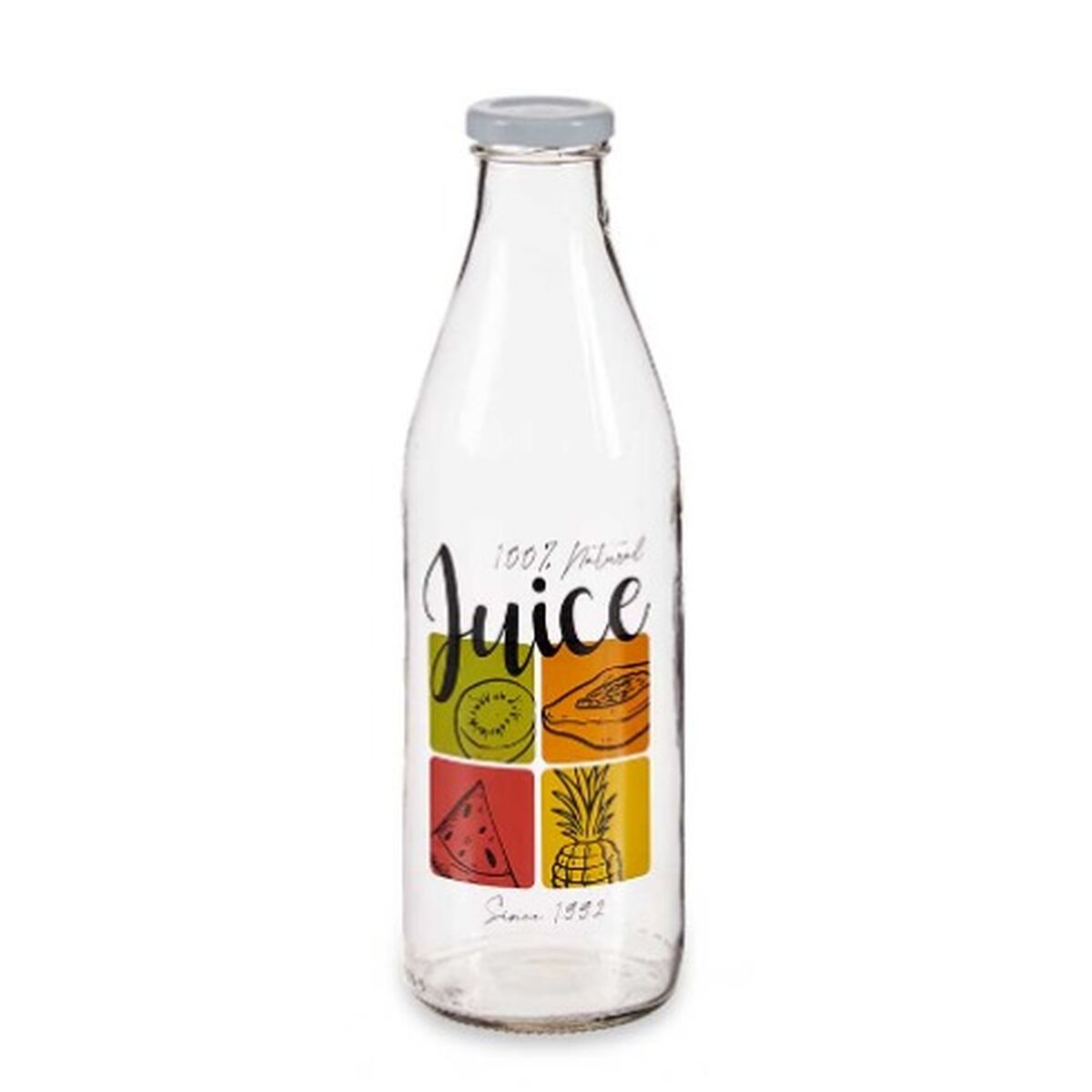 Glasflaska Juice Transparent Metall Glas 1 L (6 antal) - 2