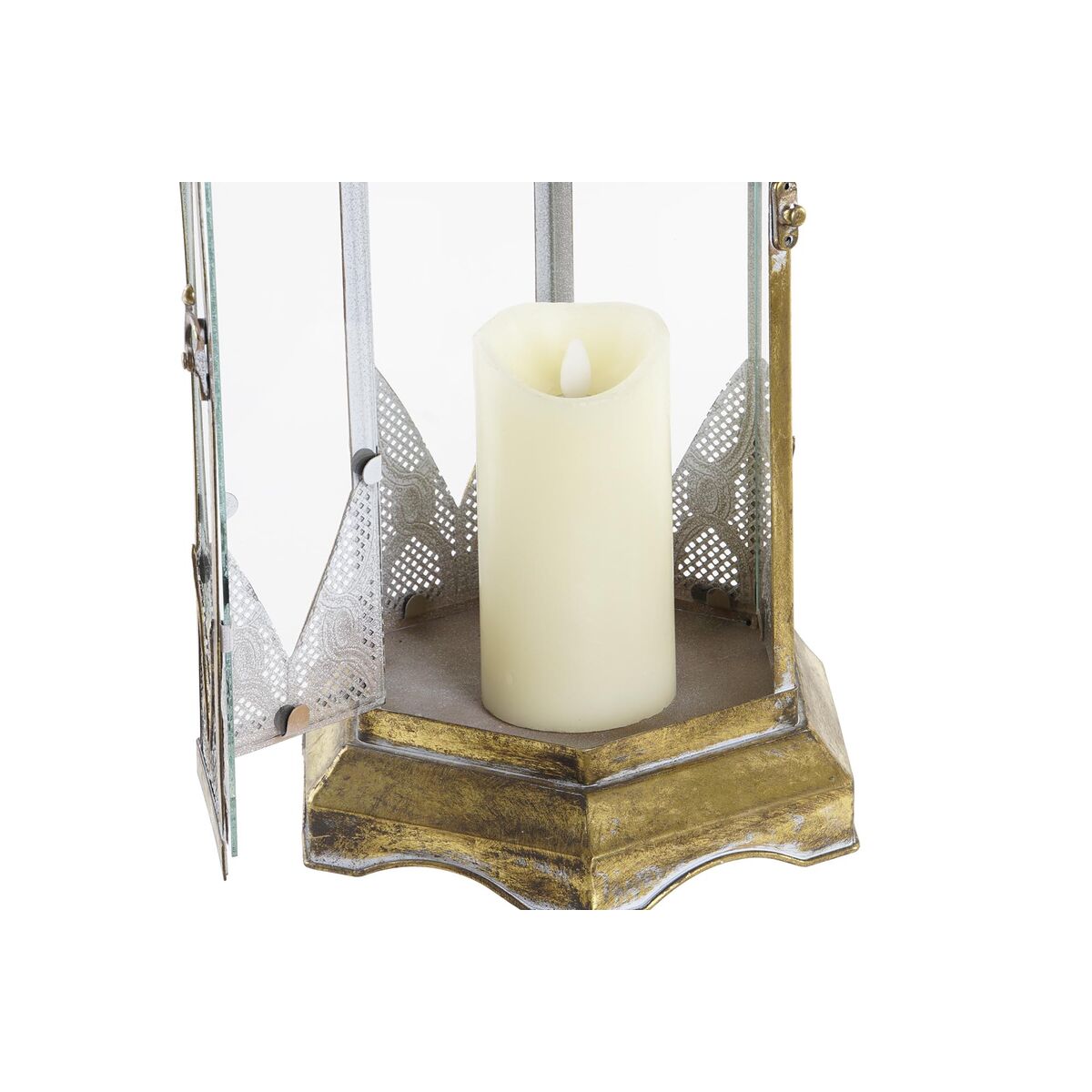 Lykta DKD Home Decor Glas Gyllene Metall (24 x 24 x 64 cm) - 8