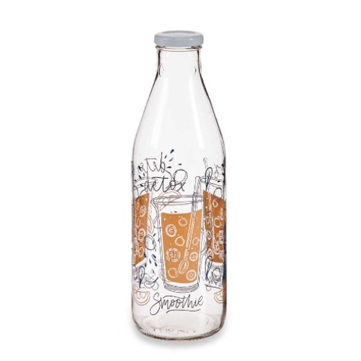 Glasflaska Juice Transparent Metall Glas 1 L (6 antal) - 2