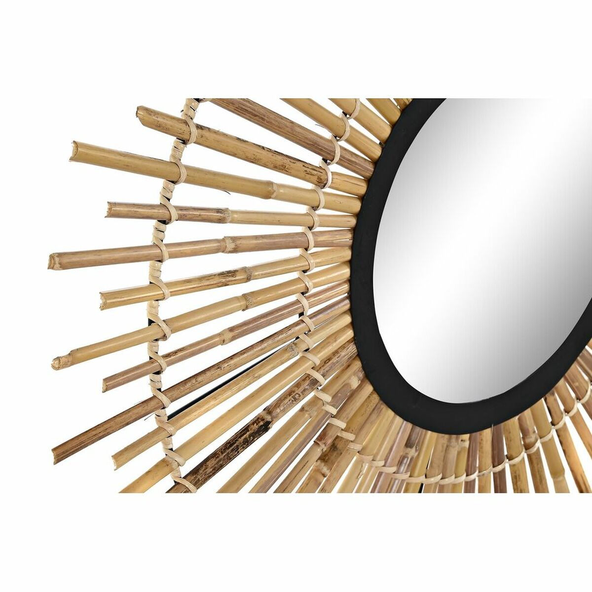 Väggspegel DKD Home Decor Glas Naturell Svart Metall Rattan (76 x 1,5 x 76 cm) - 2