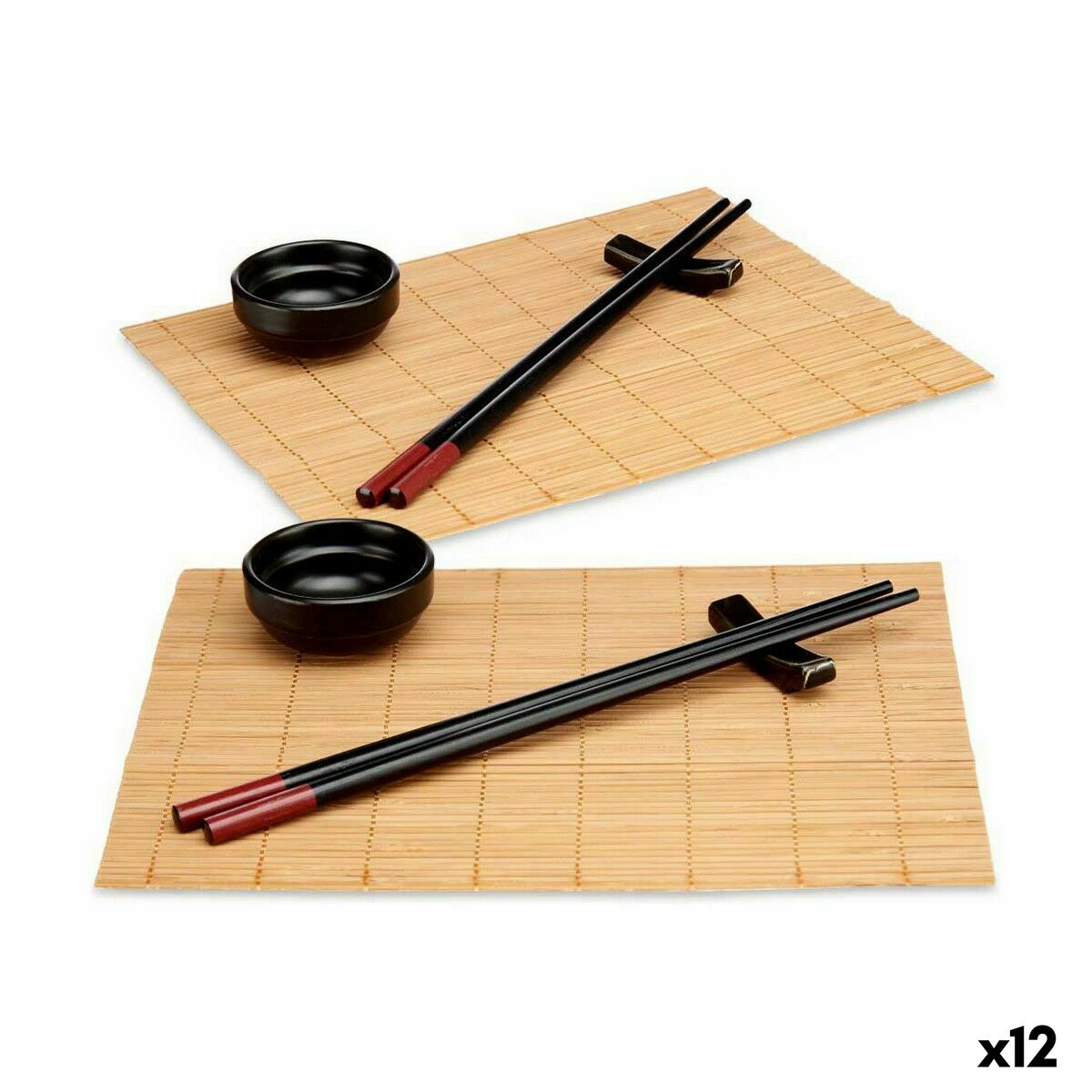 Sushiset Svart Bambu Stengods (12 antal)