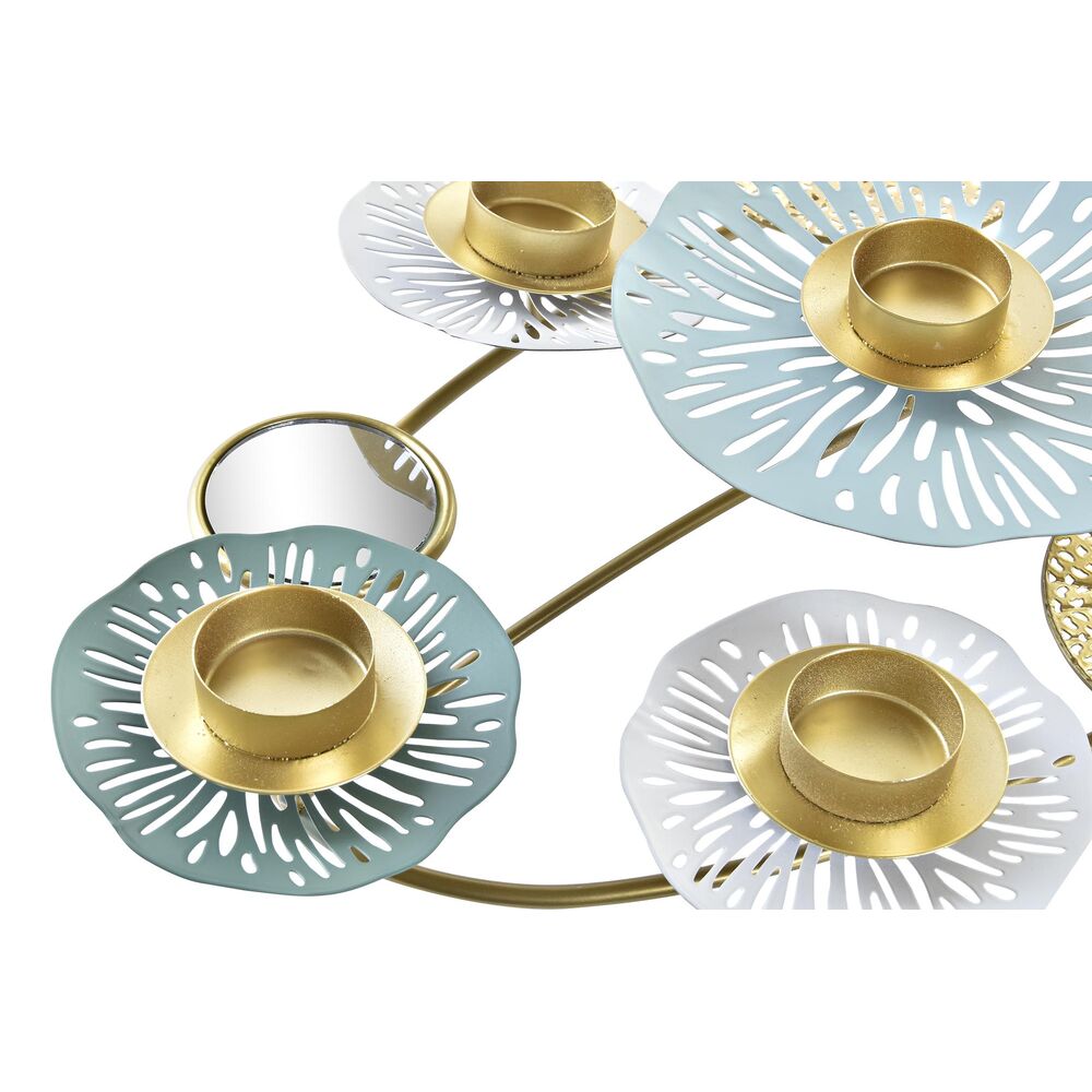 Kandelaber DKD Home Decor Speglar Gyllene Metall Mint Waterlily (54 x 33 x 8 cm) - 2