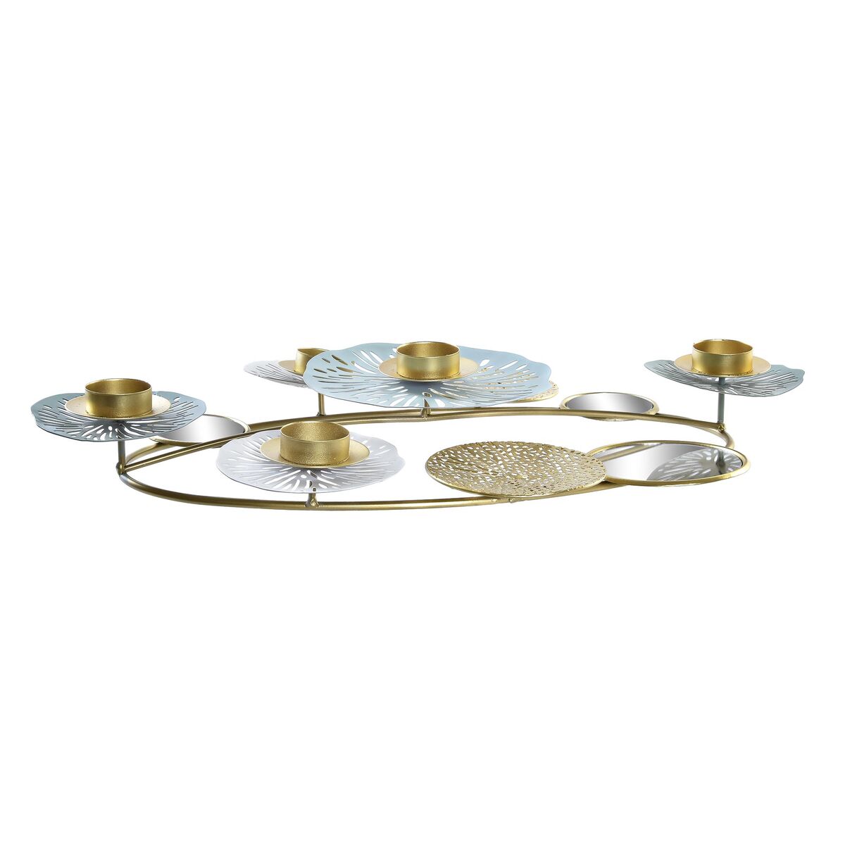 Kandelaber DKD Home Decor Speglar Gyllene Metall Mint Waterlily (54 x 33 x 8 cm) - 4