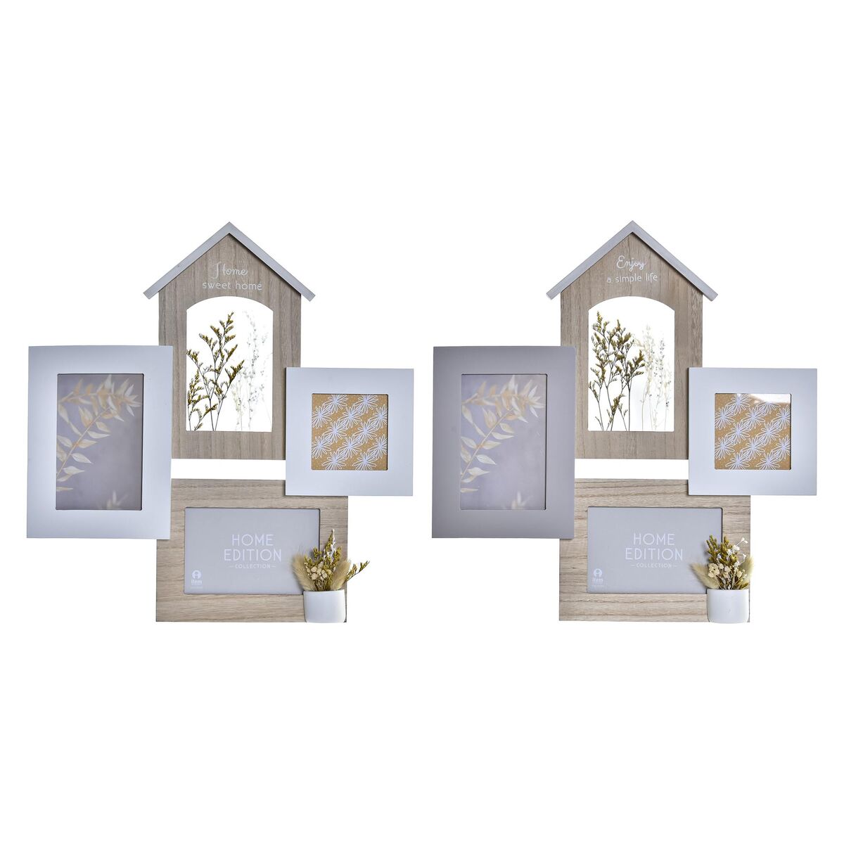 Fotoram DKD Home Decor Trä 39 x 3 x 41 cm Naturell Växt (2 antal)