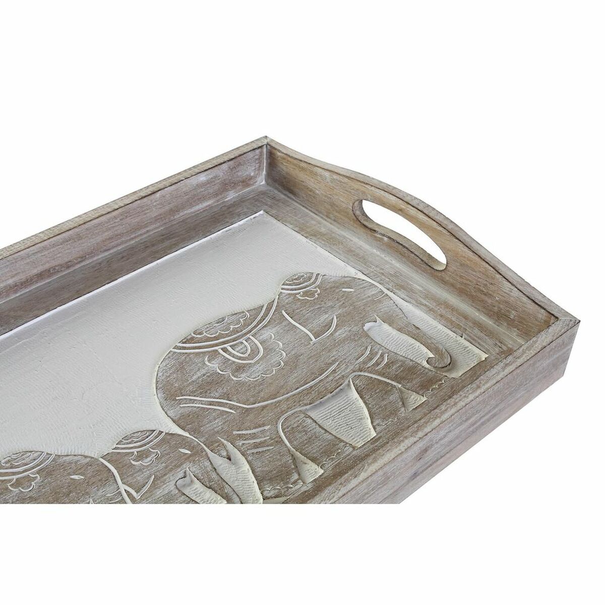 Snacksbricka DKD Home Decor Gravyr 40,5 x 30,5 x 7 cm Elefant Brun Indier - 2