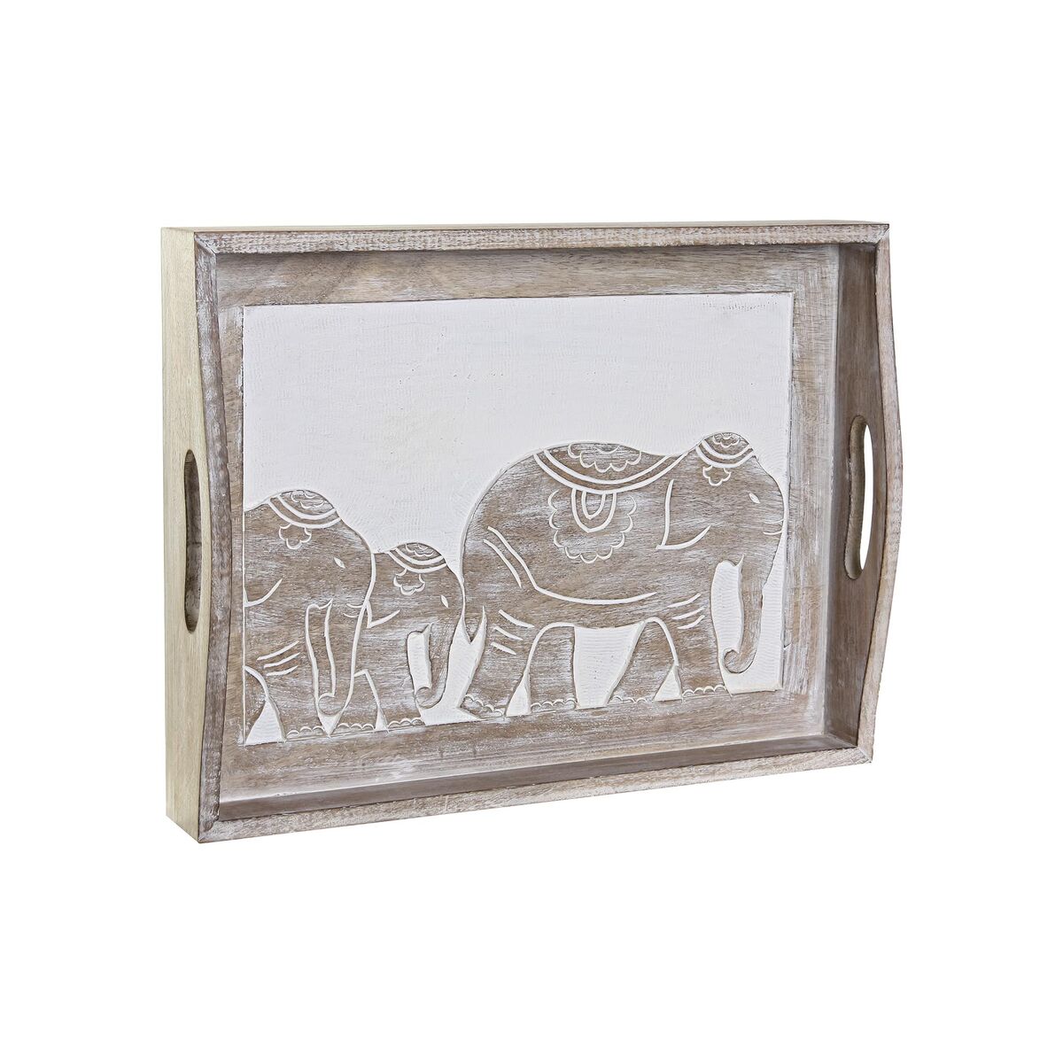 Snacksbricka DKD Home Decor Gravyr 40,5 x 30,5 x 7 cm Elefant Brun Indier - 3