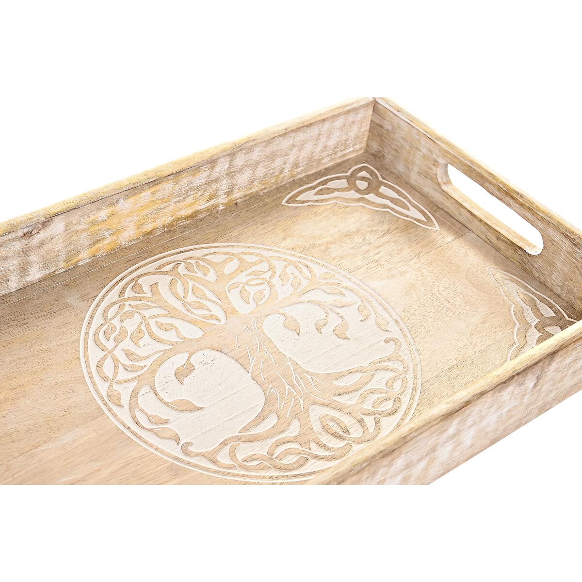Uppsättning med Brickor DKD Home Decor 2 antal 43,5 x 27 x 5,5 cm Brun Vit Mangoträ (2 antal) - 3