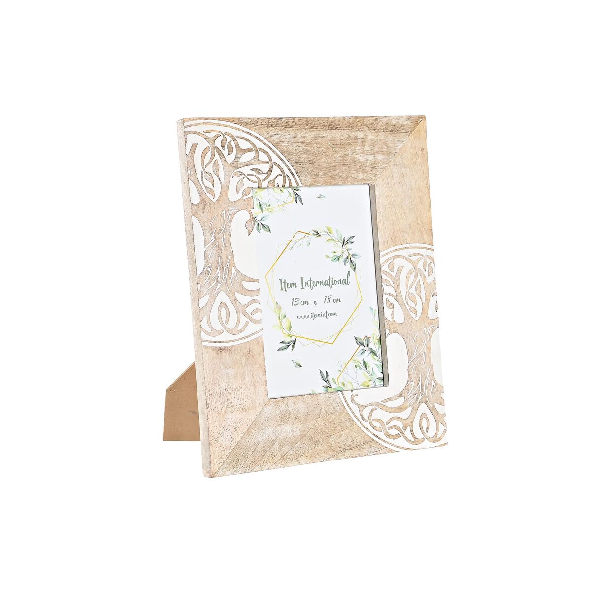 Fotoram DKD Home Decor Vit Brun Trä Glas Mangoträ Träd Indier 23 x 2 x 28 cm