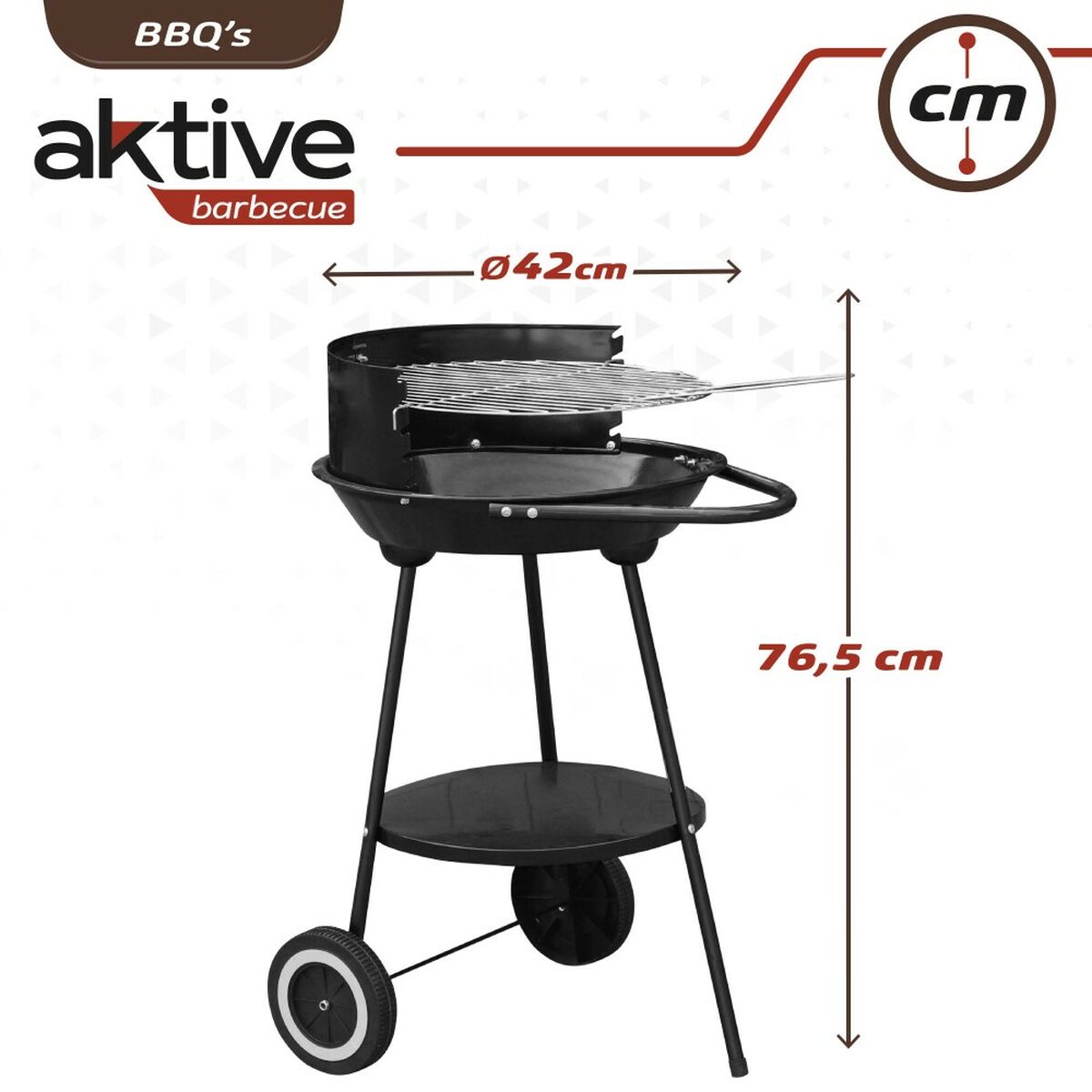 Kolgrill med hjul Aktive Svart 42 x 76,5 x 42 cm - 2