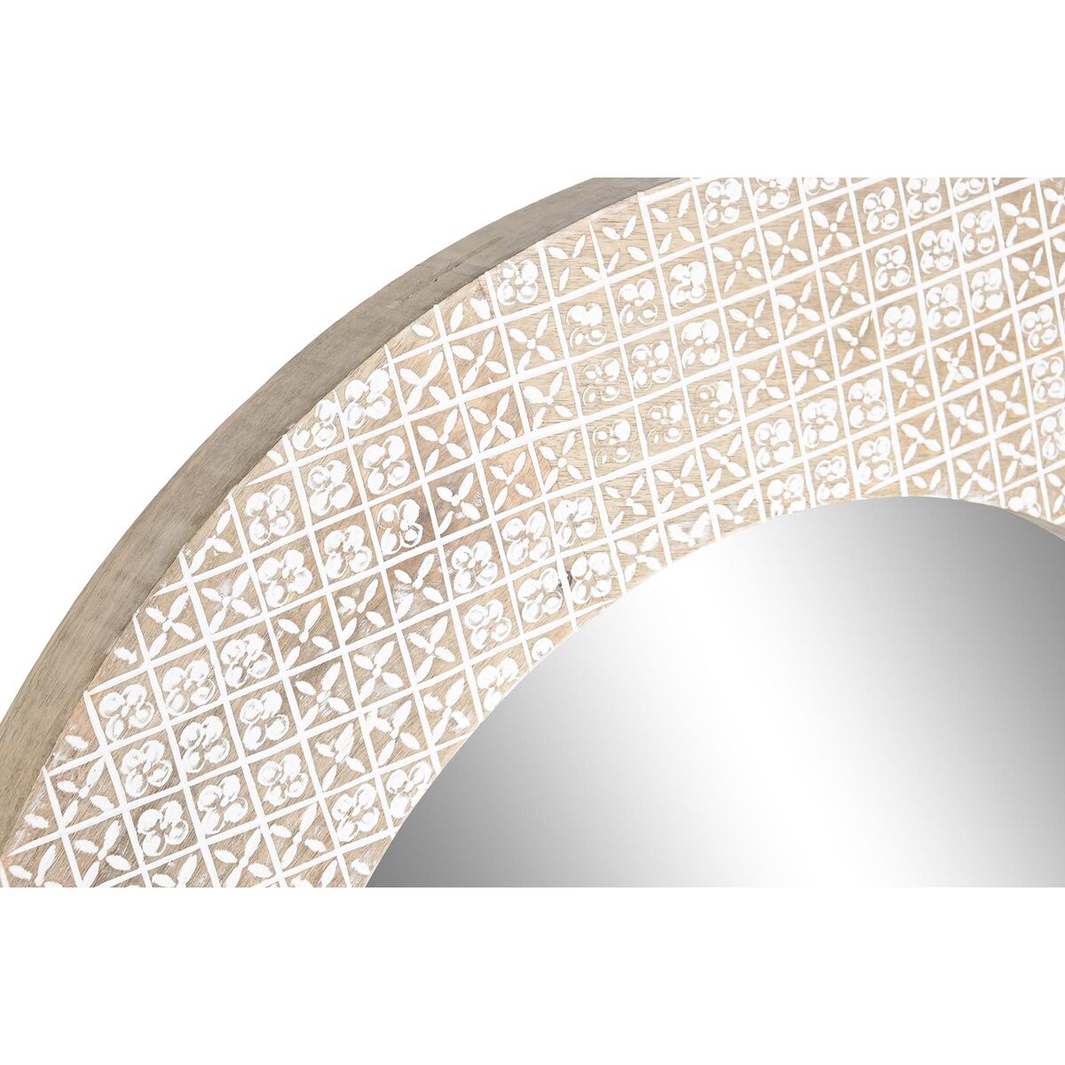 Väggspegel DKD Home Decor Vit Glas Mangoträ Trä MDF Mandala Indier Avskalad 76 x 4 x 76 cm - 3