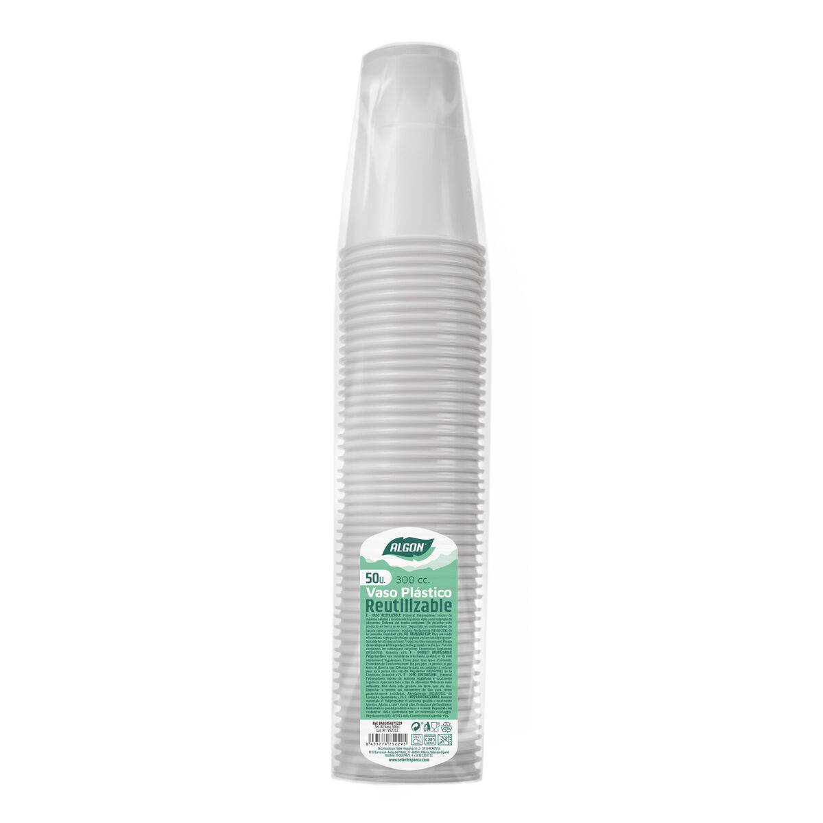 Set med återanvändbara glas Algon Vit 300 ml 50 antal - 2