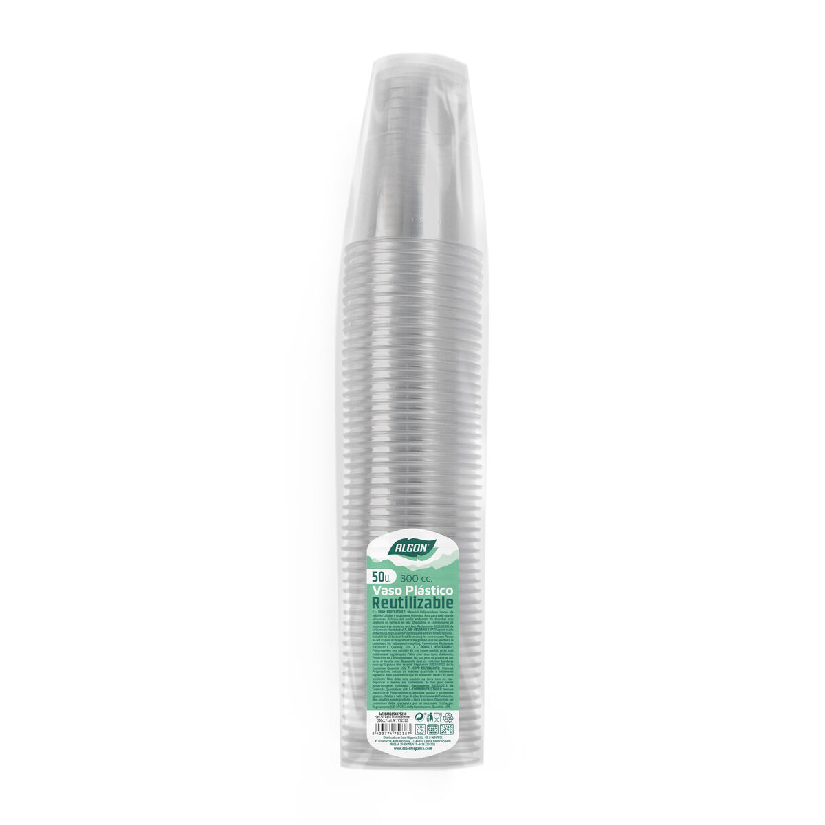 Set med återanvändbara glas Algon Transparent 300 ml 50 antal - 2