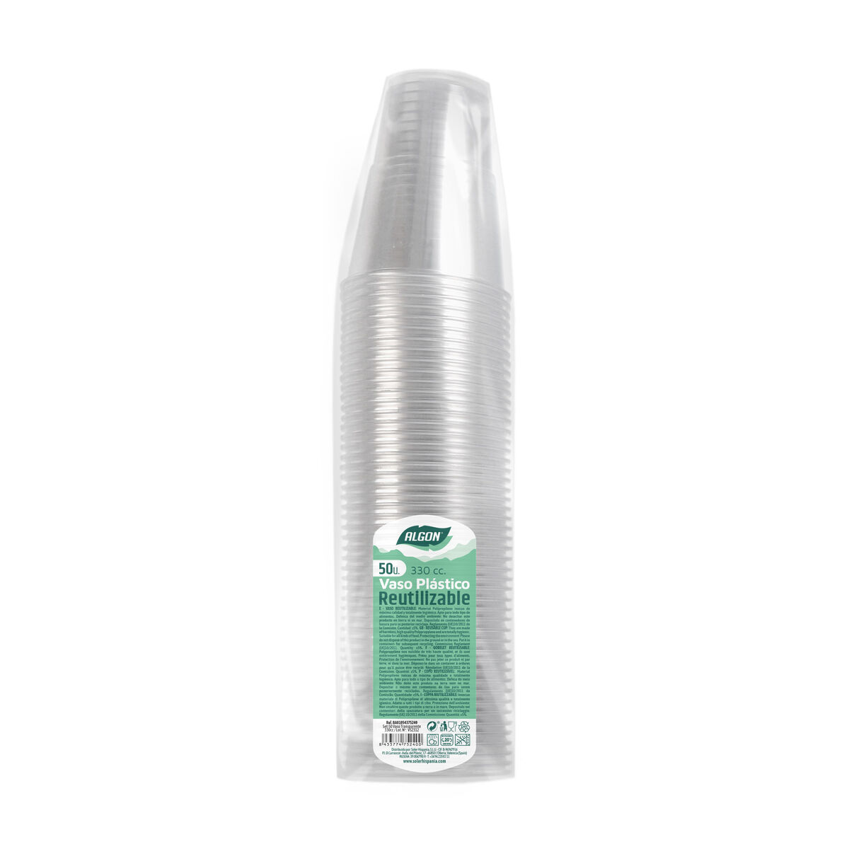 Set med återanvändbara glas Algon Transparent 330 ml 50 antal - 2