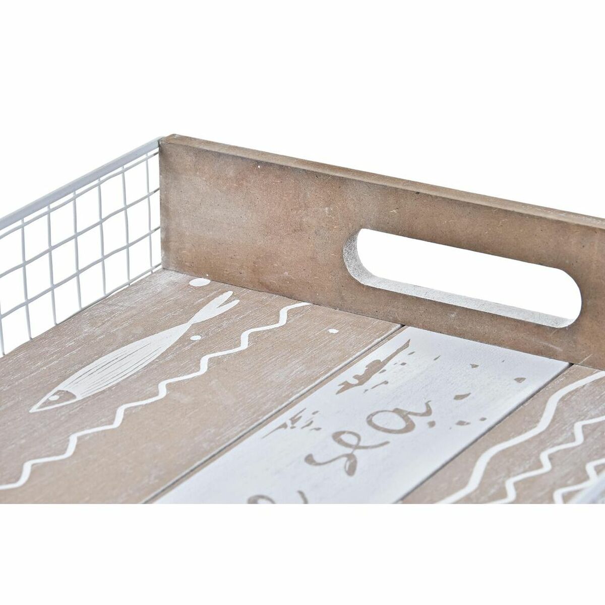 Snacksbricka DKD Home Decor Brun Trä Medelhavs Fiskar 39 x 23 x 5 cm - 2