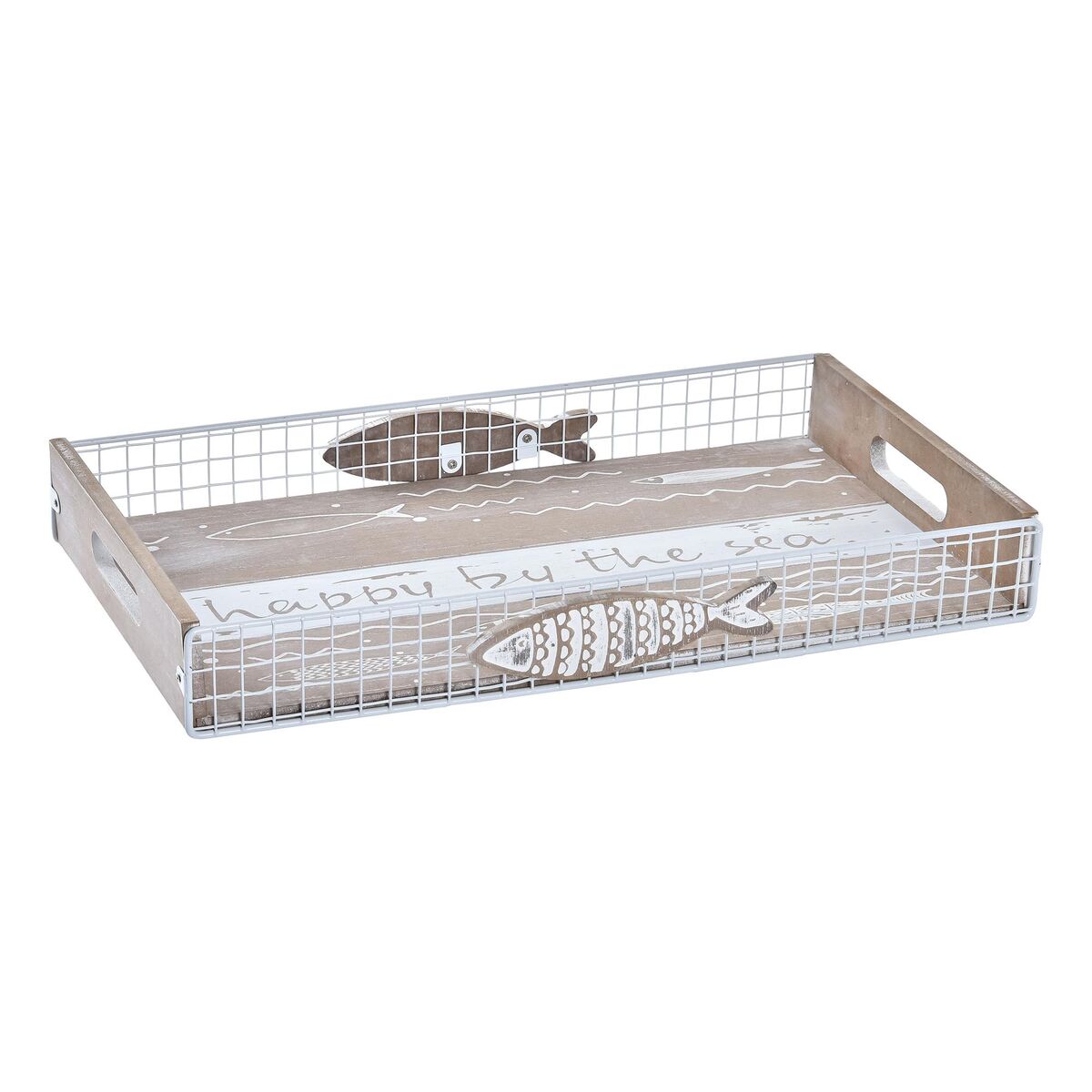Snacksbricka DKD Home Decor Brun Trä Medelhavs Fiskar 39 x 23 x 5 cm