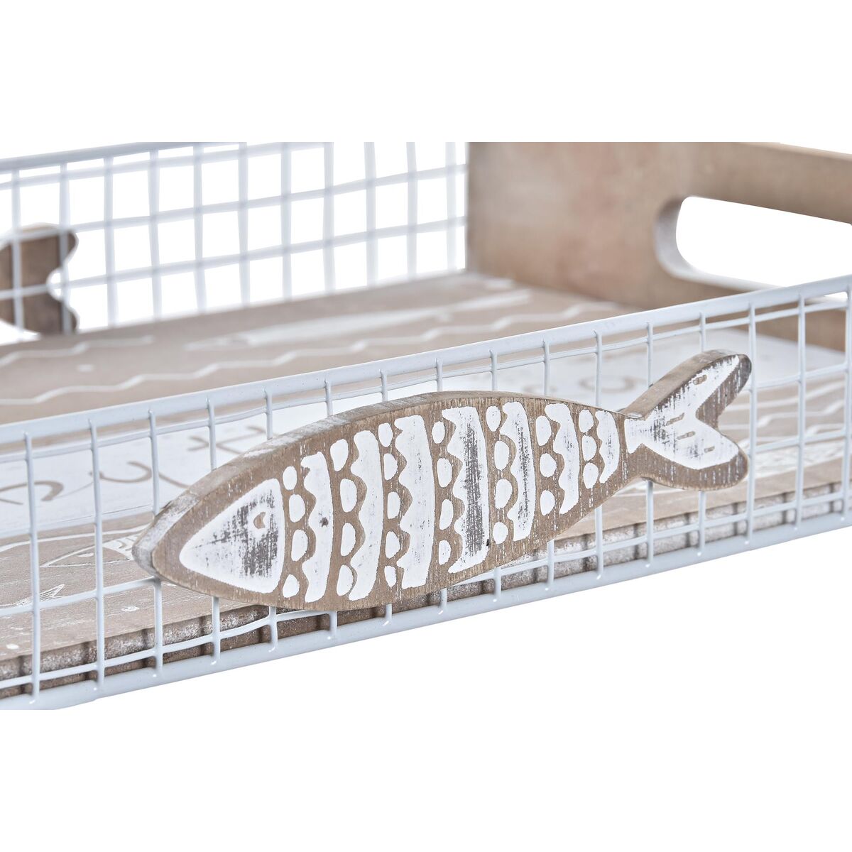 Snacksbricka DKD Home Decor Brun Trä Medelhavs Fiskar 39 x 23 x 5 cm - 3