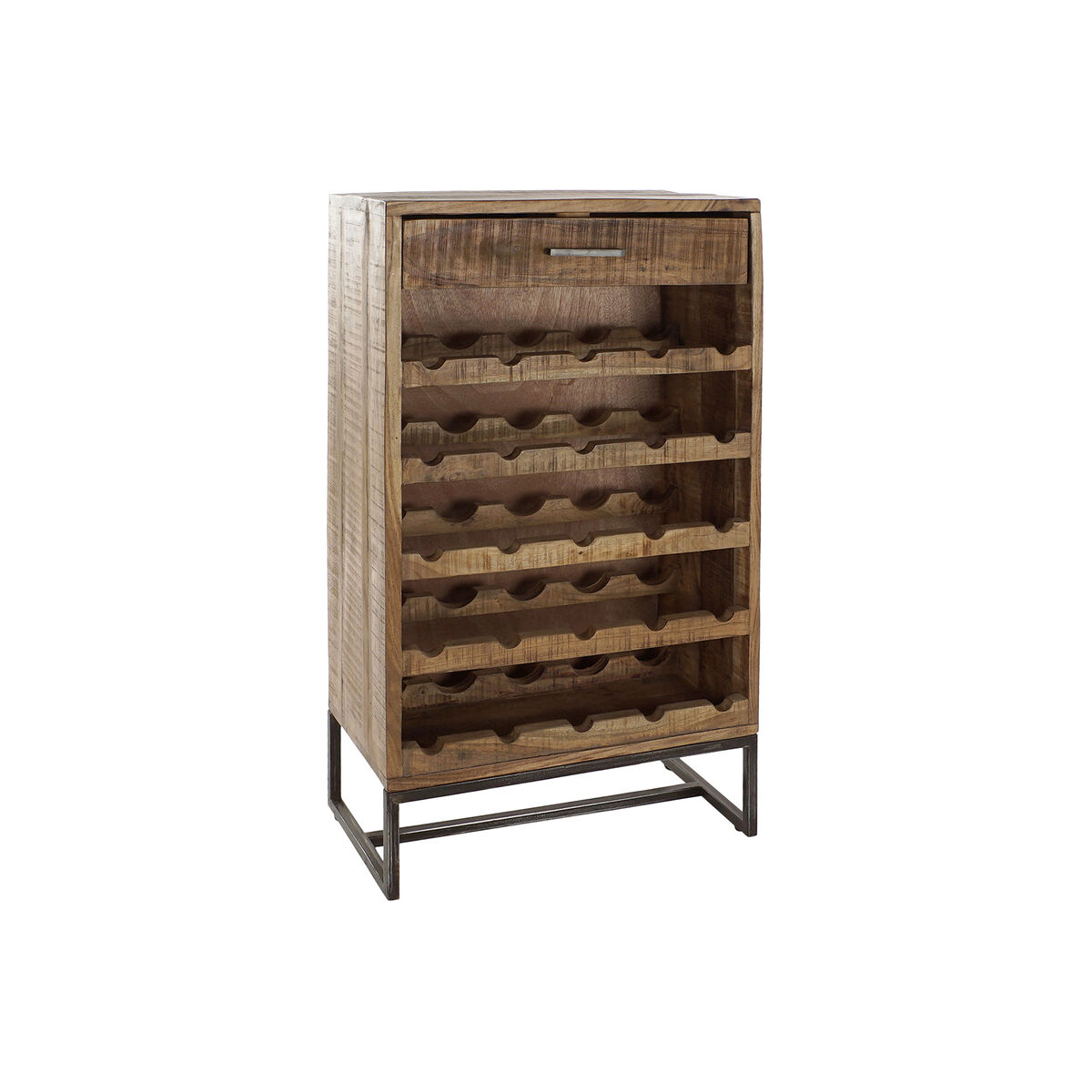 Flaskställ DKD Home Decor Svart Metall Brun Akaciaträ (60 x 32 x 107 cm)
