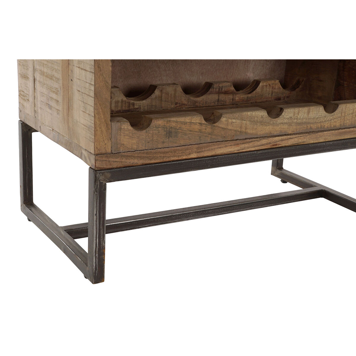 Flaskställ DKD Home Decor Svart Metall Brun Akaciaträ (60 x 32 x 107 cm) - 3