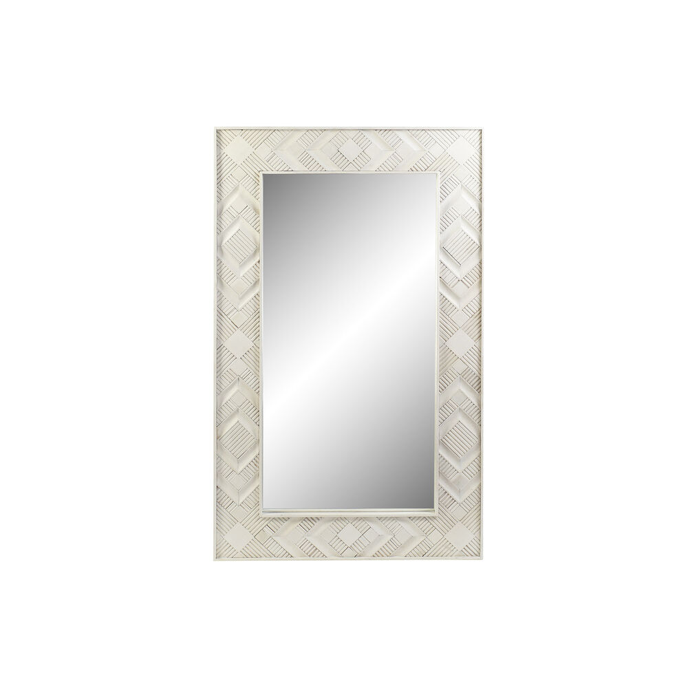 Väggspegel DKD Home Decor Vit Mangoträ Romb (154 x 4 x 92 cm)