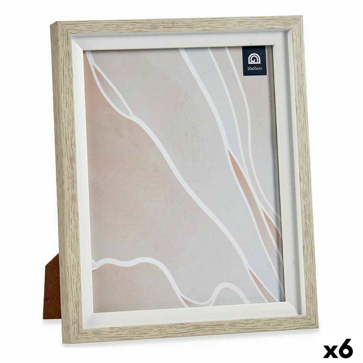 Fotoram 24 x 2 x 29 cm Glas Beige Vit Plast (6 antal)
