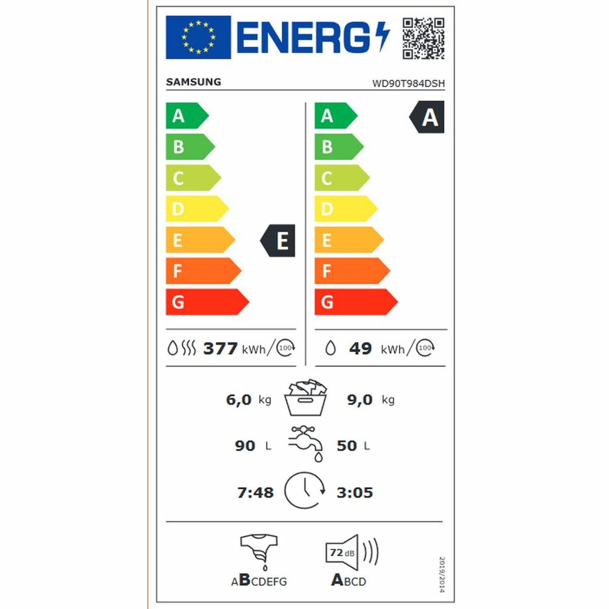Washer - Dryer Samsung WD90T984DSH/S3 9kg / 6kg Vit 1400 rpm - 3