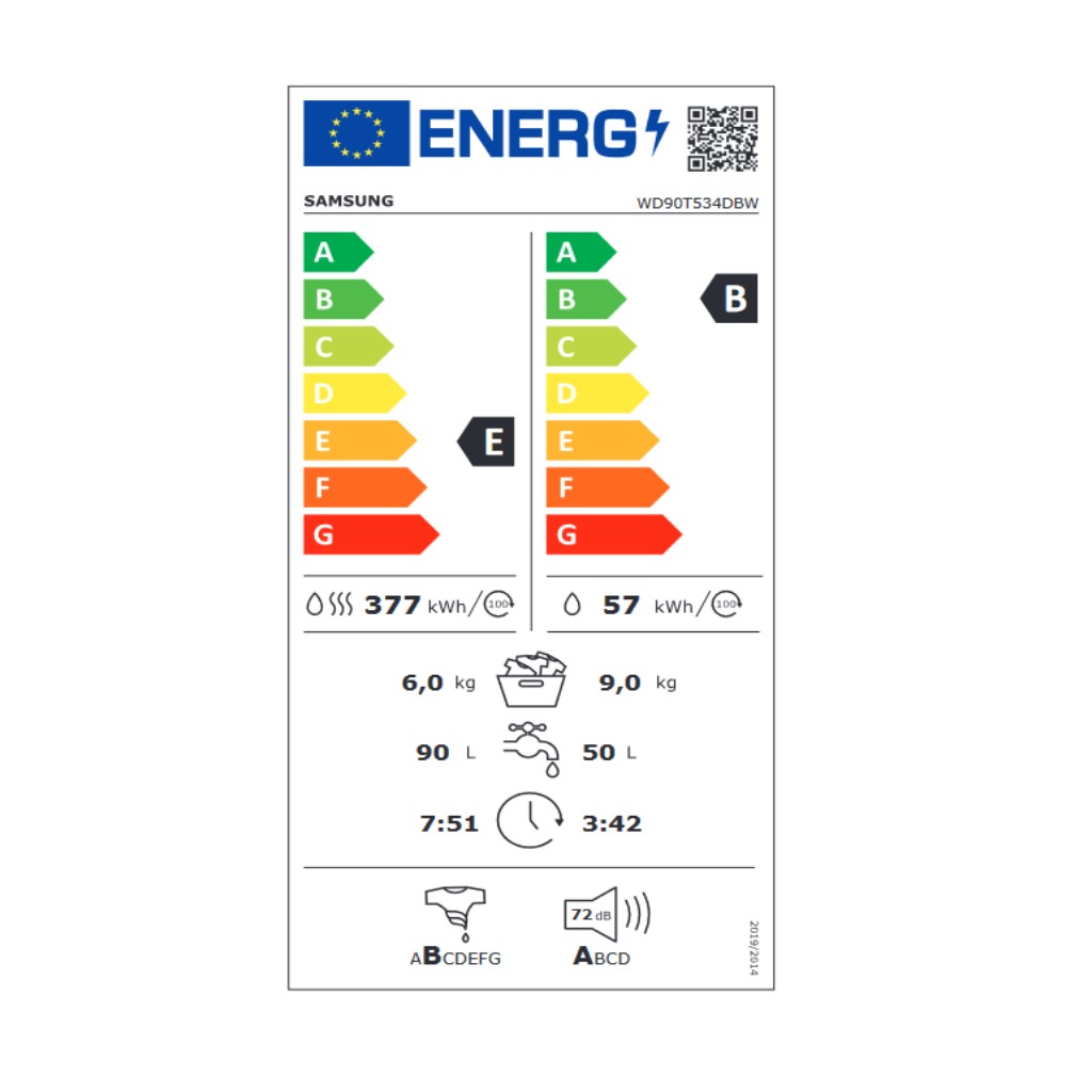 Washer - Dryer Samsung WD90T534DBW 9kg / 6kg Vit 1400 rpm - 2