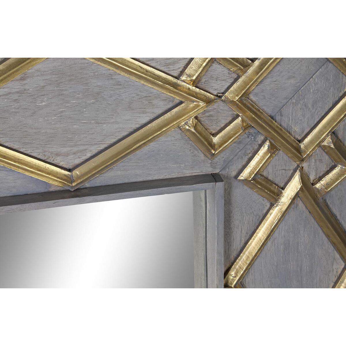 Väggspegel DKD Home Decor Grå Gyllene Mangoträ (154 x 5 x 92 cm) - 2