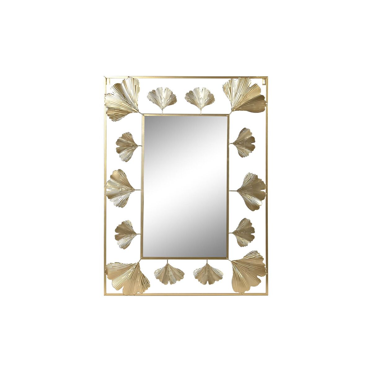 Väggspegel DKD Home Decor Speglar Gyllene Metall Aluminium Löv av en växt (71 x 1 x 97 cm)