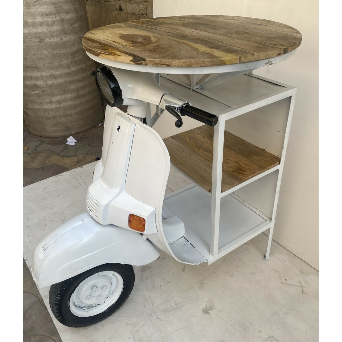 Flaskställ DKD Home Decor Motorcykel Brun Vit Järn Mangoträ (116 x 72 x 110 cm) - 3