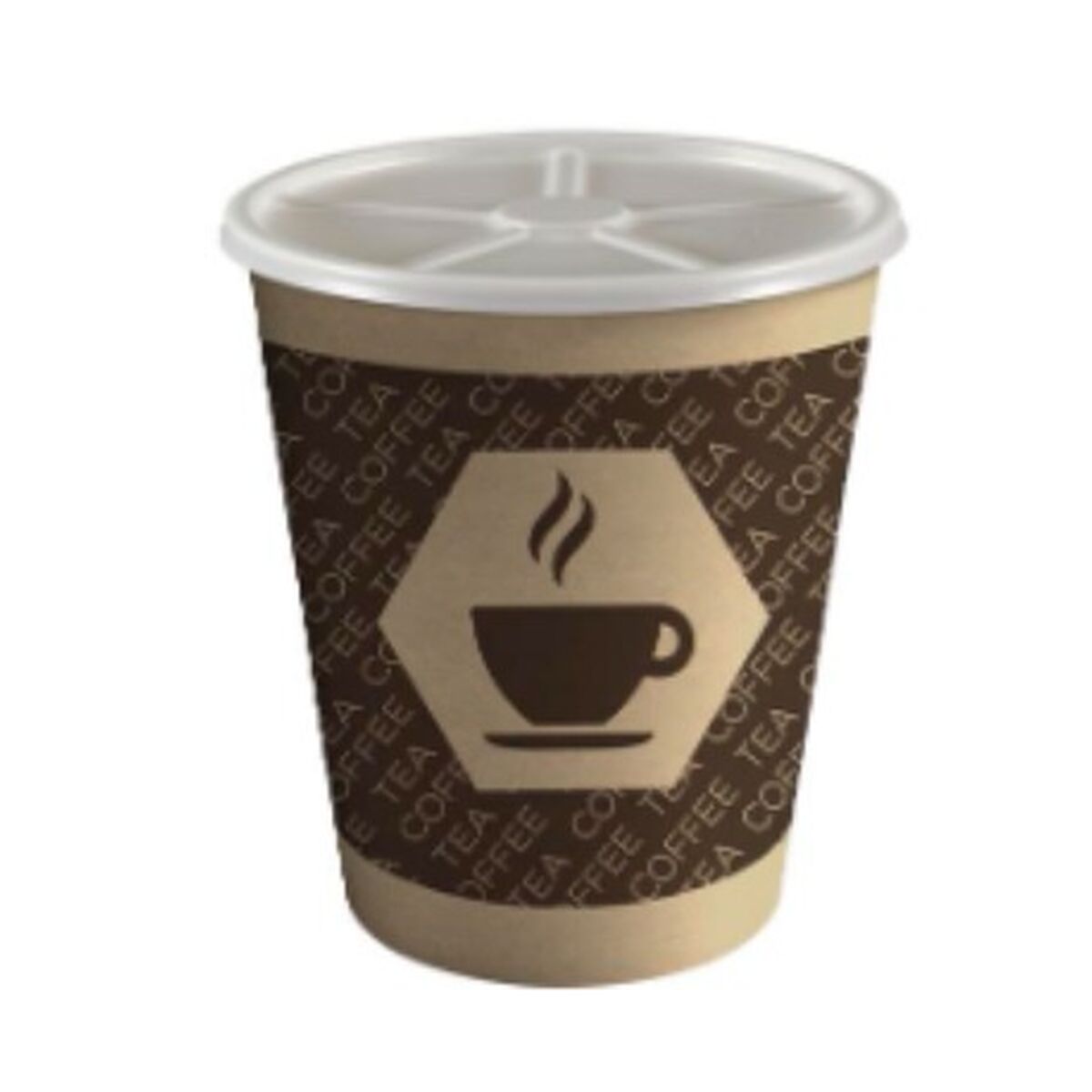 Glas med lock Algon Kaffe/ Café Papp Engångsanvändning 120 ml 12 antal