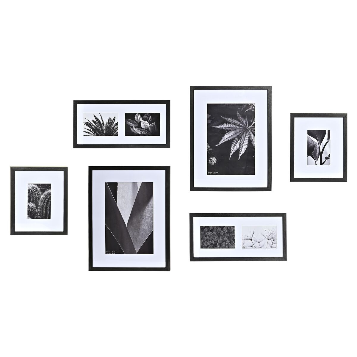 Fotoram DKD Home Decor 33 x 2 x 45 cm Glas Svart Vit/Svart Trä MDF (6 Delar) - 4