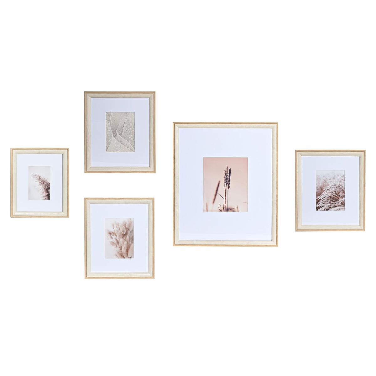 Fotoram för upphängning DKD Home Decor Glas Naturell Vit Trä MDF Boho (32,5 x 1,5 x 45 cm)