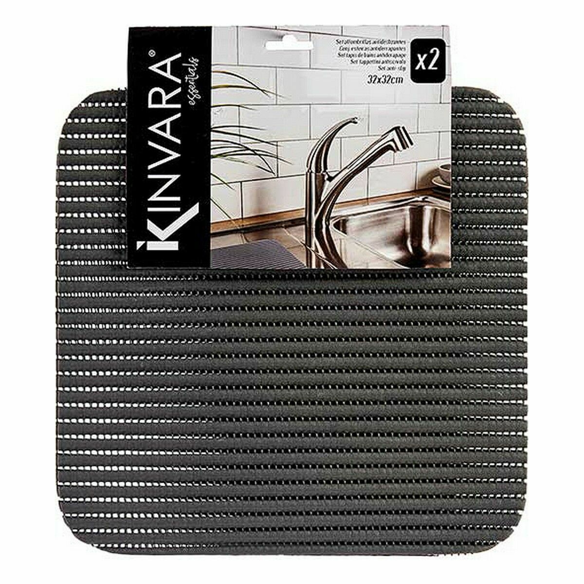 Halkfri matta 32 x 32 cm Set 2 Delar Plast (24 antal) - 2