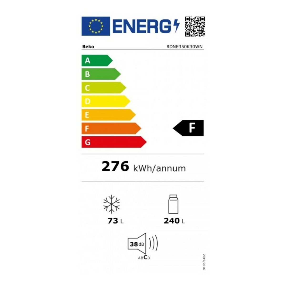 Kylskåp BEKO RDNE350K30WN Vit Fristående (172 x 60 cm) - 6