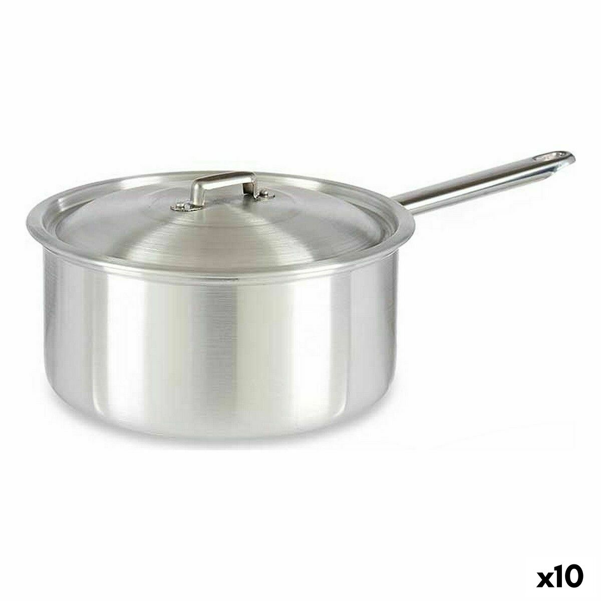 Kastrull med lock Silvrig Aluminium 4 L 24,5 x 12 x 41 cm (10 antal)