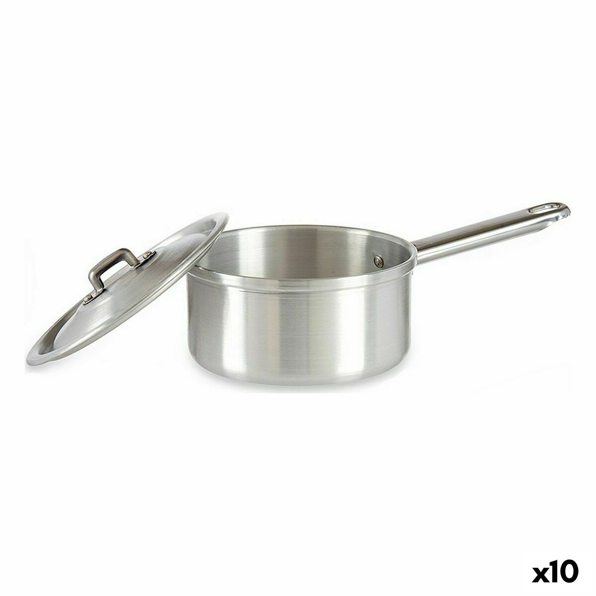 Kastrull med lock Ø 14 cm Silvrig Aluminium 1 L (10 antal)