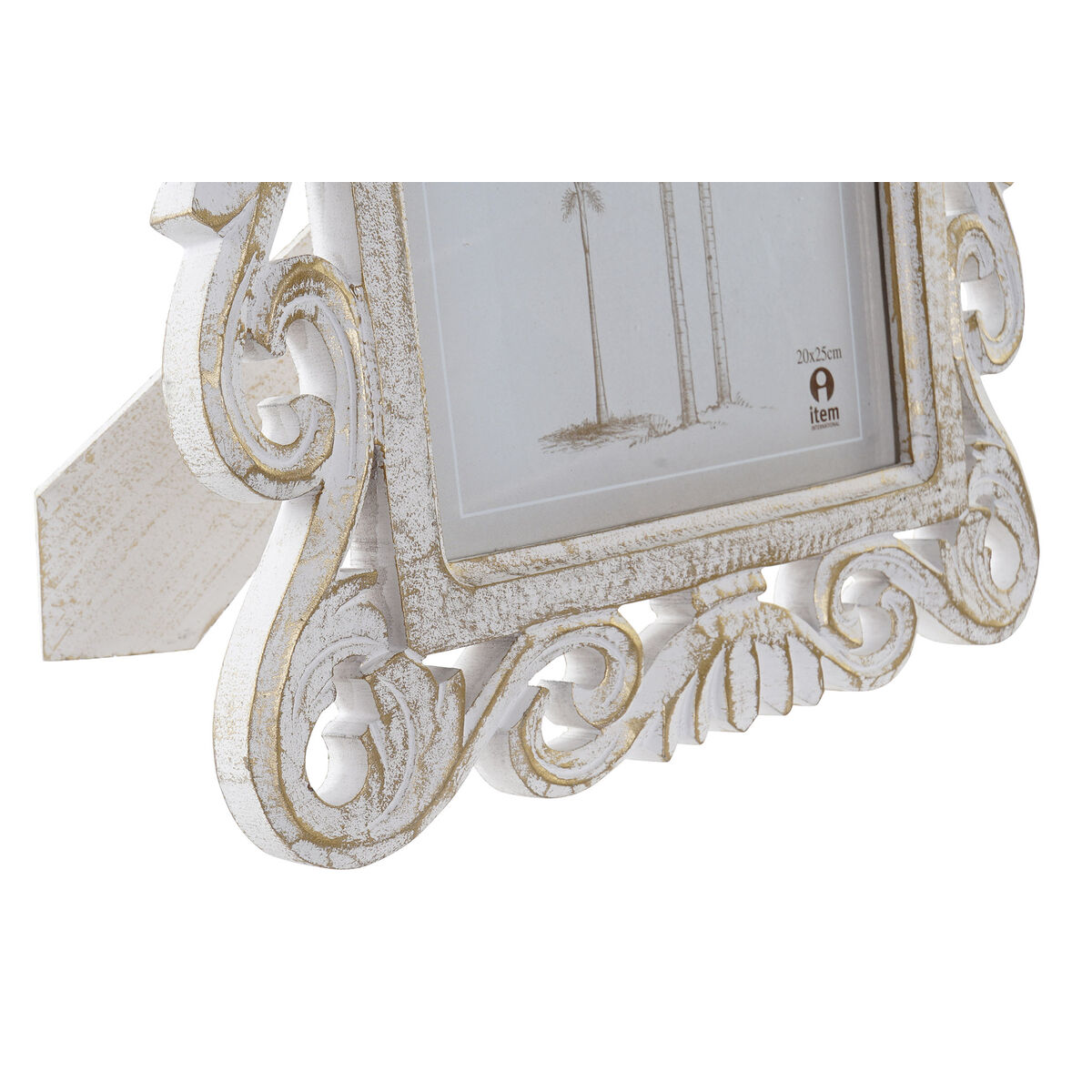 Fotoram DKD Home Decor Vit Trä Glas Trä MDF 32 x 1,5 x 37 cm - 2