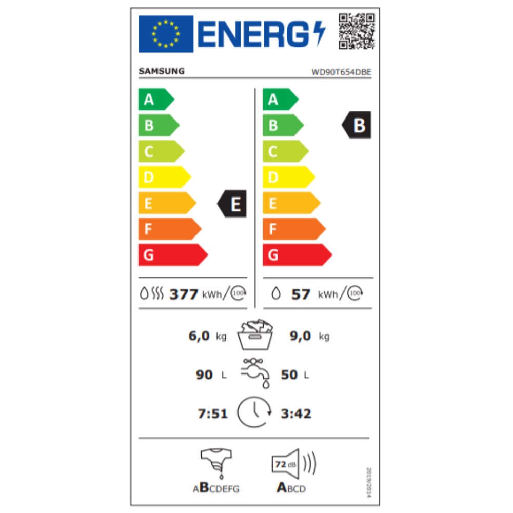 Washer - Dryer Samsung WD90T654DBE 9kg / 6kg 1400 rpm Vit - 2
