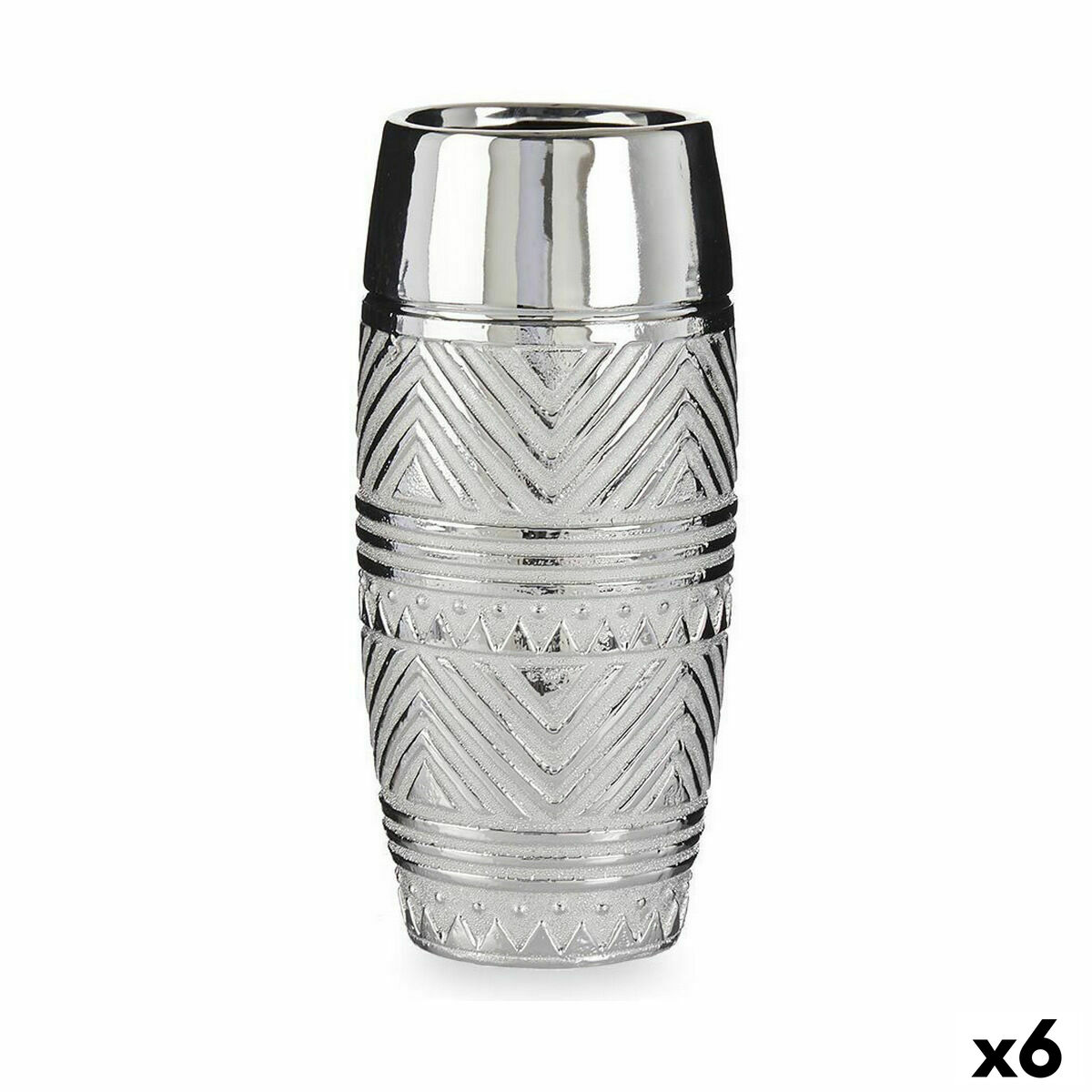 Vas Cylinder Ränder Silvrig Keramik 13,5 x 30 x 13,5 cm (6 antal)